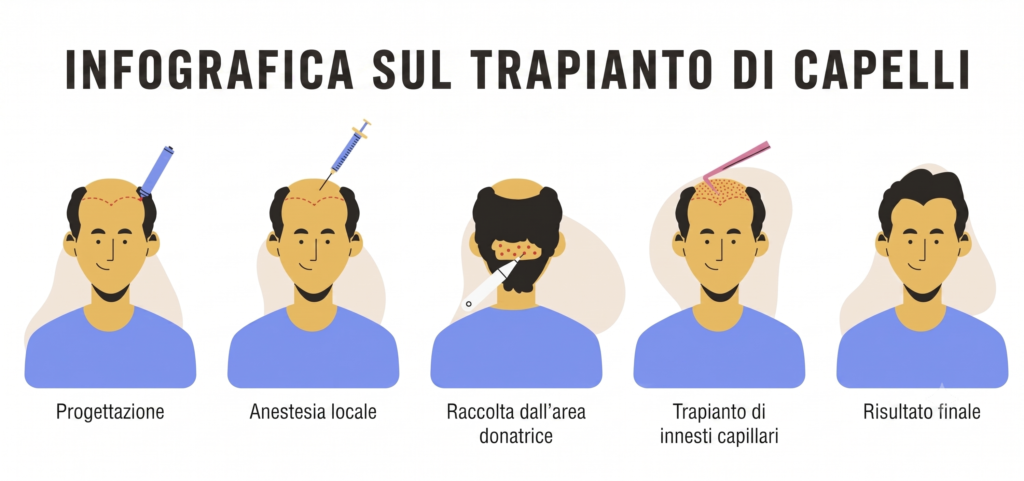 Il processo di trapianto di capelli
